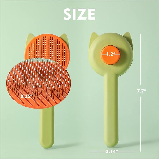 Cat & Dog Brush, Mint Green, Soft Grooming Tool for Pets, Self Cleaning Slicker Brushes Suitable for Pets with Long and Short Hair, Hair Shedding Prevention