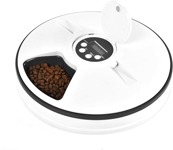 Automatic Cat Feeder, 1L Timed Cat Feeder with Time Setting 24 Hours at Most, Up to 6 Meals, Granary Pet Feeder for Little Cats Little Dogs