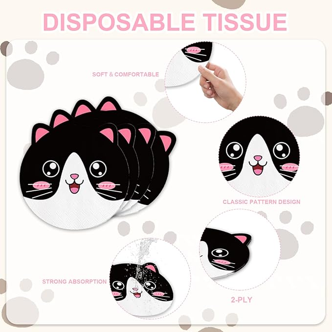 48Pcs Cat Birthday Party Decorations Meow Pawty Disposable Plates Napkins And Forks Serves 16 Pet Kitten Baby Shower Birthday Party Decorations