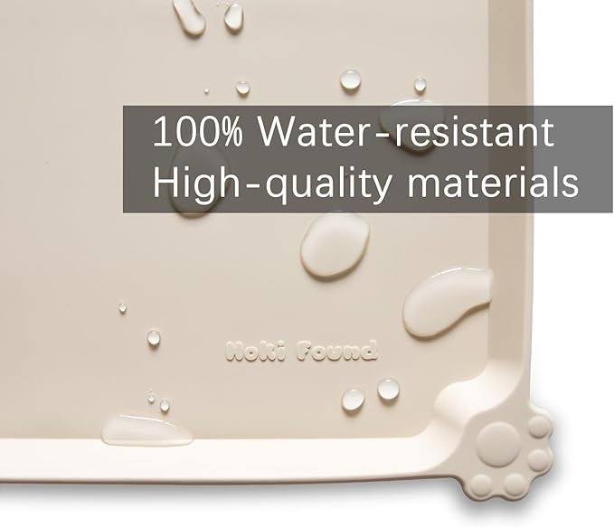 Hoki Found L Silicone Pet Food Mats Tray - Non Slip Pet Dog Cat Bowl Mats Placemat - Dog Pet Cat Feeding Mat - Waterproof Dog Cat Food Mats -Pet Water Mats for Carpet -PapayaWhip