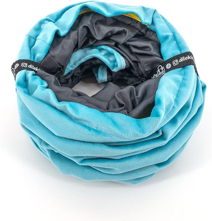 Velvet Fabric - Foldable/Collapsible - 55x8.66 Inches Cat Tunnel (Turquoise)