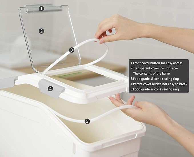 CITY BABY 2 Pack Airtight Flour Storage Container With Scoop,Dry Food, Sugar, Baking Supplies,Rice Container Set -BPA Free- Pet Food Storage Container,Dog Cat Birds Food Bin(50LB)