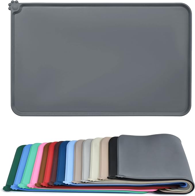 AUDWUD Silicone Waterproof Pet Feeding Mats,Anti Slip Bowl Pad, Dog Mat for Food and Water