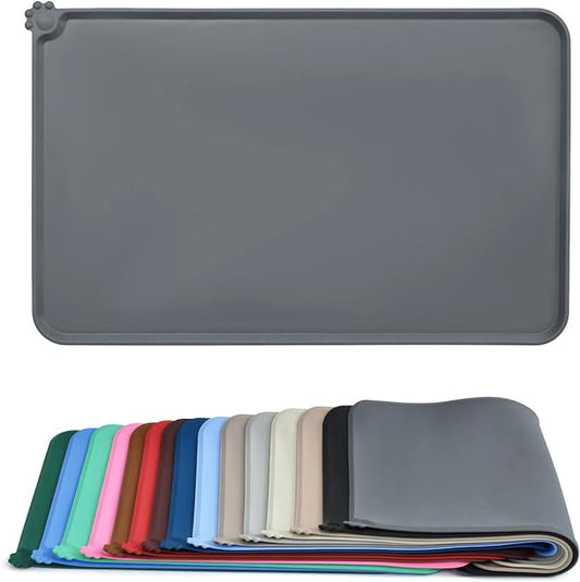 AUDWUD Silicone Waterproof Pet Feeding Mats,Anti Slip Bowl Pad, Dog Mat for Food and Water