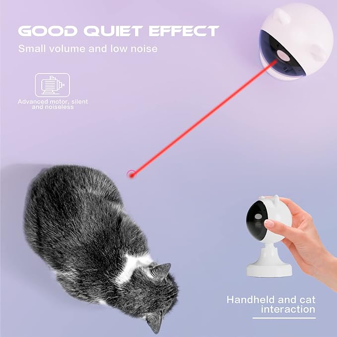 Cat Laser Toy Automatic Interactive Cat Toys for Indoor Cats Automatic Laser Pointer for Cats USB C Rechargeable Dual Mode Laser Toy Auto On/Off Kitten Toy Adjustable Ranges Pet Toy Electric Cat Gifts