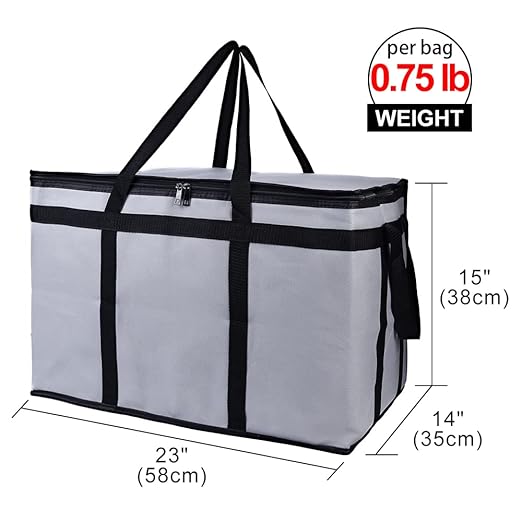 Bodaon 3-Pack Insulated Food Delivery Bag for Hot and Cold Meal, XXX-Large Grocery Tote Insulation Bag for Catering, Large Pizza Warmer, Cooler/Thermal Bags, Grey