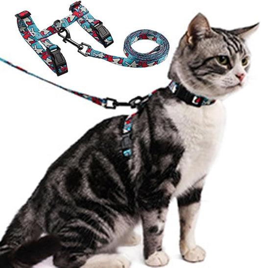 Cat Harness Escape Proof Cat Harness and Leash Set for Walking Soft Adjustable Kitten Harness for Small Large Cats(Multicolor)