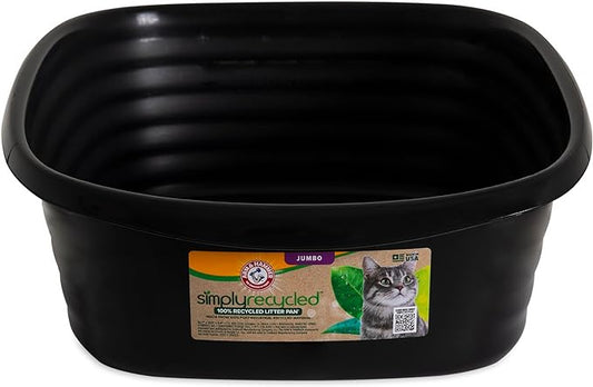 Arm & Hammer Simply Recycled Cat Litter Pan, Jumbo, Easy to Scoop and Clean, Sturdy, Black, Made in USA