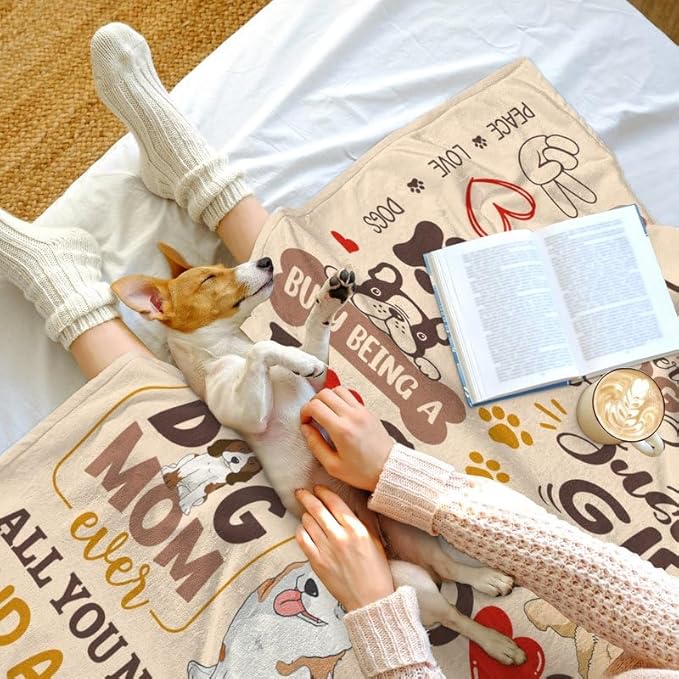 Dog Mom Gifts for Women, Gifts for Dog Lovers Throw Blanket 50x60 Inch, Just A Girl Who Loves Dogs Blanket