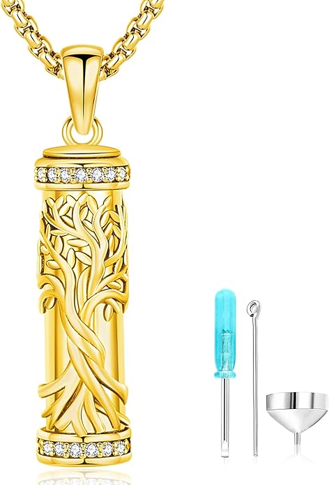 Aniu Cremation Jewelry for Ashes S925 Sterling Silver Urn Necklace Memorial Necklace for Human Ashes of Loved Ones Keepsake Pendant for Men Women