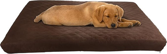 Water-Resistant Dog Bed - 2-Layer Memory Foam Dog Bed with Removable Washable Cover and Non-Slip Bottom - 36in Large Pet Bed for Dogs up to 75lbs by PETMAKER (Brown)