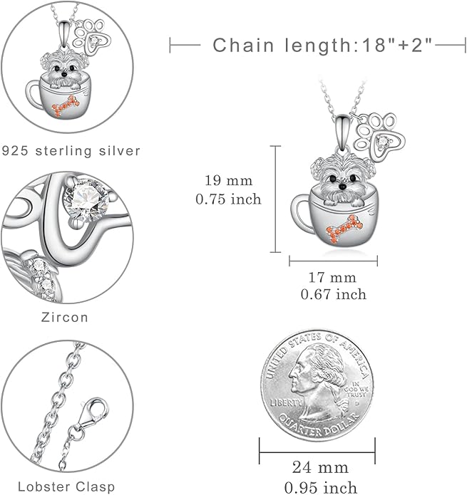 Black Cat/Pug/Boston Terrier/Capybara/Yorkie/Beagle/Maltese/Corgi Necklace 925 Sterling Silver Cute Animal Jewelry for Women