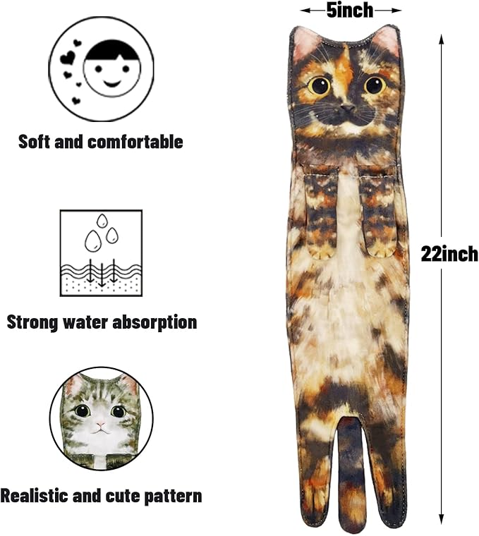 Hand Towels for Bathroom Kitchen,Cute Cat Quick-Dry Hanging Hand Towels Decorative for Bathroom Face Towels,Funny Gifts for Cat Lovers (Ginger)