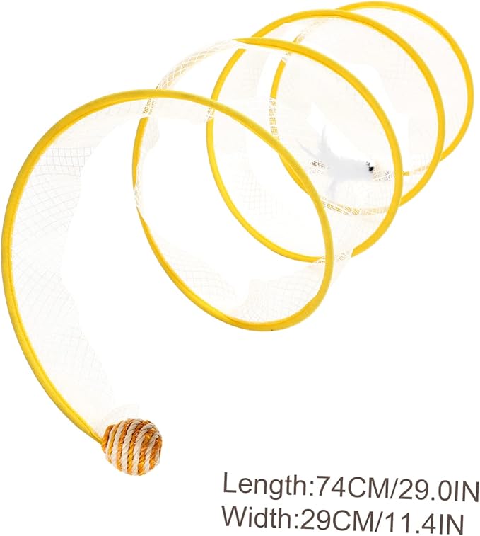 Foldable Cat Tunnel Toy for Kittens Interactive Scratching Plaything with Crinkle Ball Feather Indoor Cat Activity Tunnel Design for Fun and Engagement