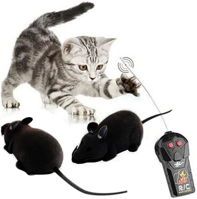 Wireless Remote Control Mock Fake Rat Mouse Mice RC Toy Prank Joke Scary Trick Bugs for Party and for Cat Puppy Funny Toy (Black)