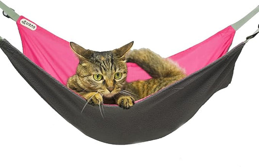 Cat Hammock,Cat Hammock for Cage,Washable Soft Outdoor Cat Mat,Waterproof Cooling Kittens Pad,Small Animals Hammock for Cats (Large, Red)
