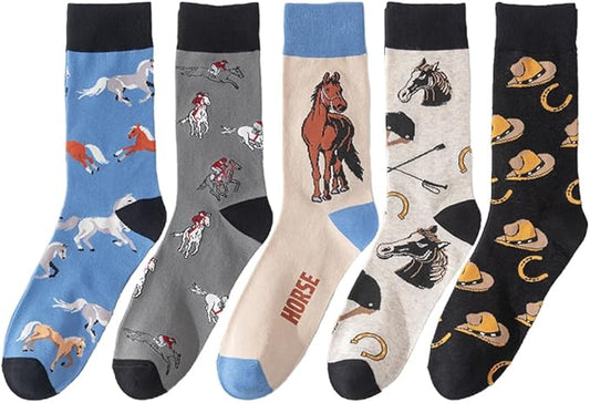 5 Pairs Cute Animal Crew Socks Fun Casual Cotton Calf Socks for Women