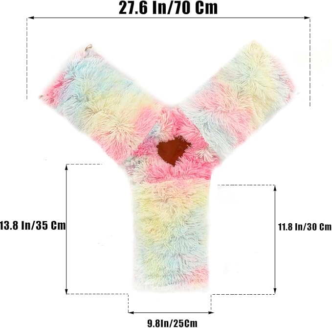 LUCKITTY Fluffy Plush Cat Tunnel Toy Collapsible, for Indoor Cat Kitty Kitten Puppy Rabbit Ferret Rainbow Color 3 Way