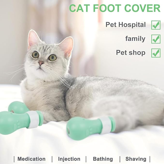 4pcs Cat Boots for Cats Only Adjustable Prickly Anti-Off Cat Shoes, Silicone Cat Claw Covers Protector Pet Botties, Kitten Mittens to Prevent Scratching for Nail Trimming Home Bathing Grooming