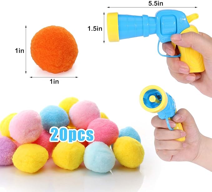 AIERSA Cat Toy Ball Launcher Gun,Cat Fetch Toy Gun Shooter, Plush Ball Shooting Gun with 20Pcs Pom Pom Balls, Toys Interactive for Indoor Cats