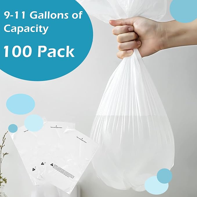100 Count Waste Drawer Liners Bags Compatible with All Litter Box Robot Models, 9-11 Gallons Litter Box Liners