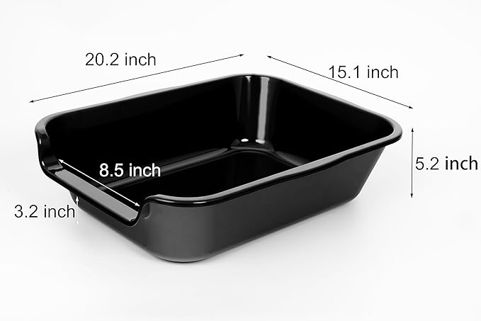 2 Pack Extra Large Dog Litter Box Pan Tray (ABS Material), Low Entry Jumbo Senior Litter Boxes for Multiple Kitten Big Cats, Pet Safe Indoor Dog Potty (Black, 20" L x 15" W)