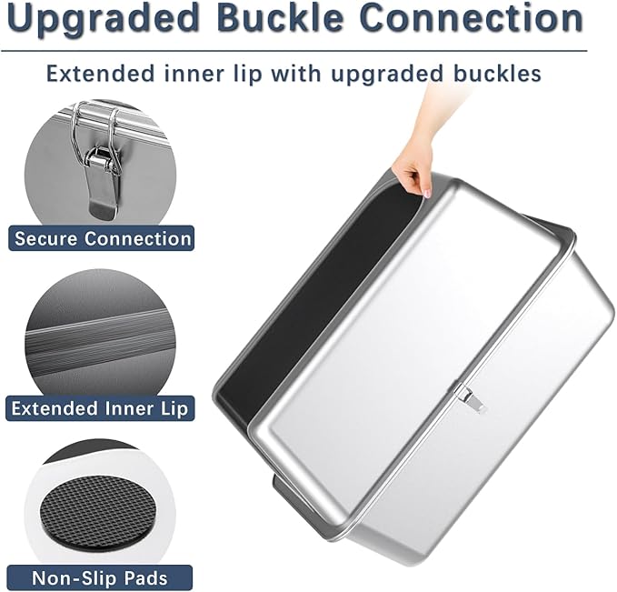 All Stainless Steel Cat Litter Box with Lid,Jumbo XL Metal Litter Box with 13.8''High Sides Cover,Extra Large Enclosed Litter Boxes for Big&Multiple Cat,Anti Urine Leakage,Odor Free,with Metal Scoop