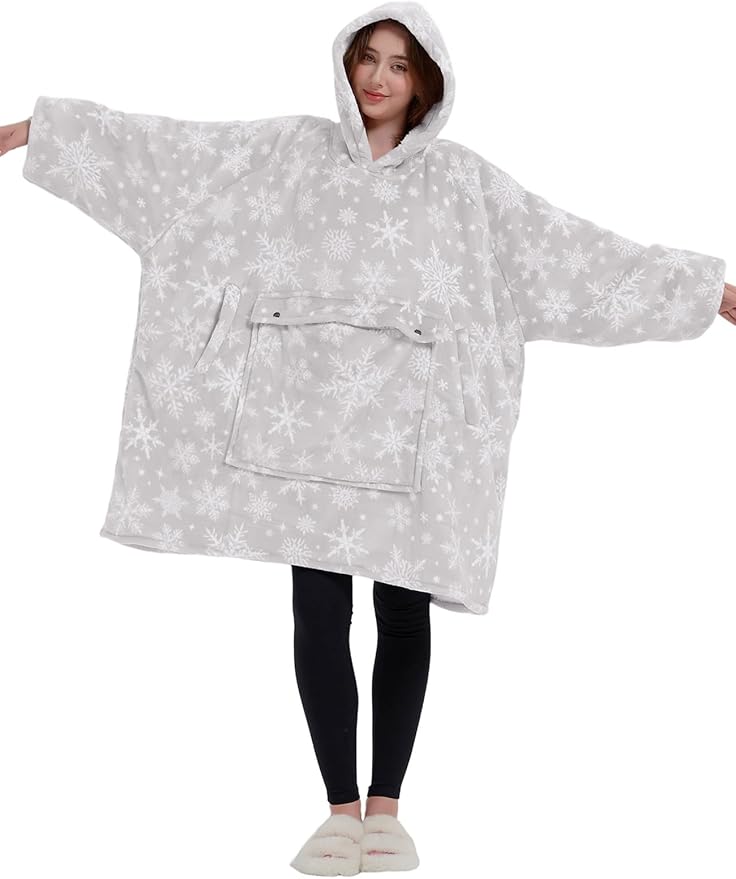 KFUBUO Wearable Blanket Hoodie for Adults Sherpa All Patterns Oversized Sweatshirt Blanket with Pocket