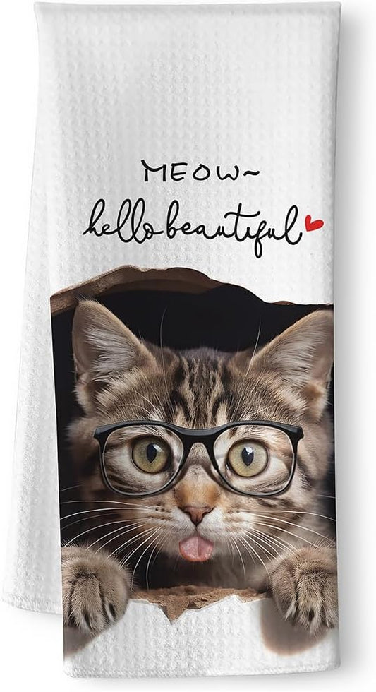 Fun Kitchen Towels - Decorative Cat Hand Towels, Gifts for Cat Lovers