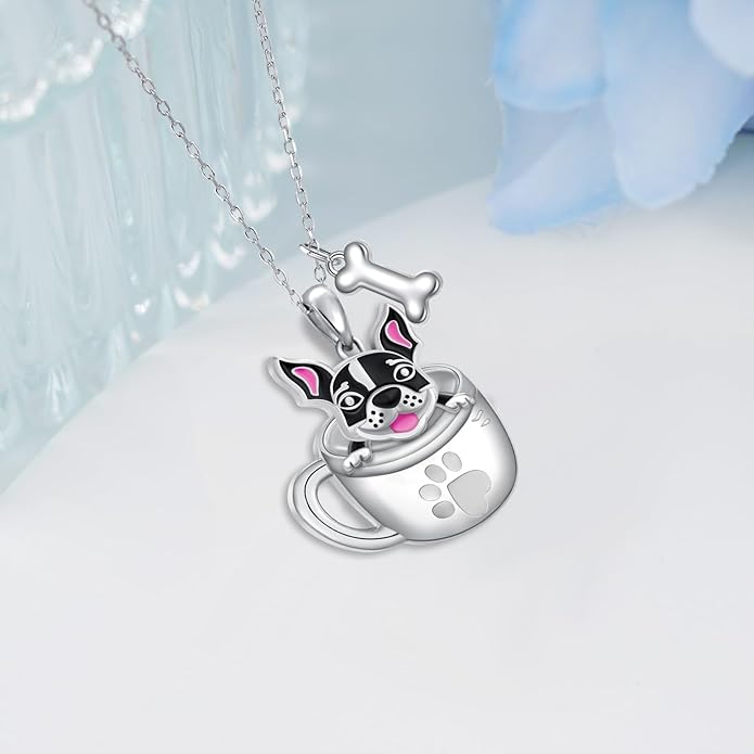 Black Cat/Pug/Boston Terrier/Capybara/Yorkie/Beagle/Maltese/Corgi Necklace 925 Sterling Silver Cute Animal Jewelry for Women