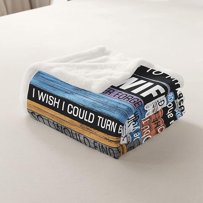 Feelyou Women Throw Blanket to My Wife Valentine's Day Sherpa for Bed Sofa Couple Lover Fleece Breathable Chic Retro Wood Grain Style Warm Fuzzy Room Decor King 87"x95"