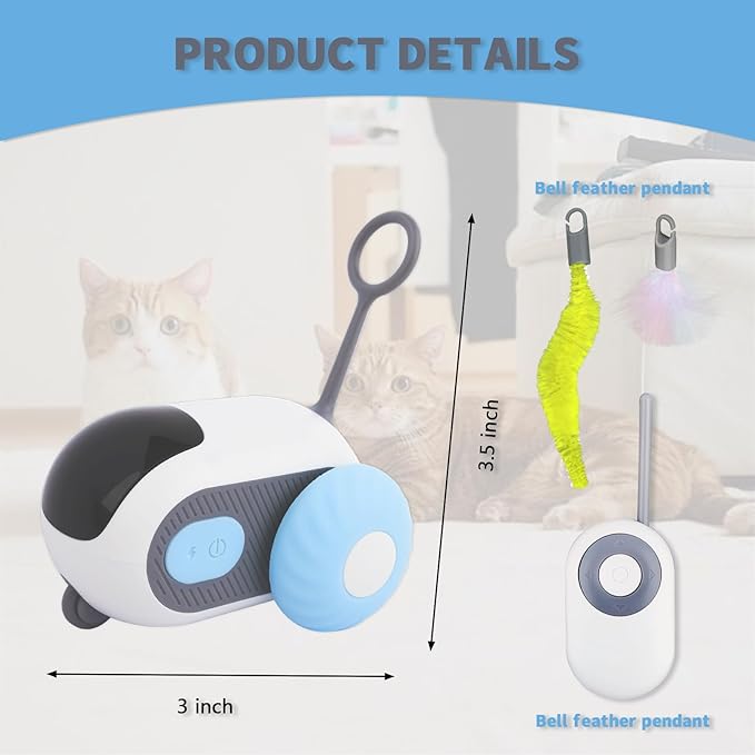 Remote Control Cat Toy for Indoor Interactive Turbo Tail 3.0 Cat Toy Automatic Moving Eemote Mouse Smart Electric Teazys Cat Toy Mobile Car Toy
