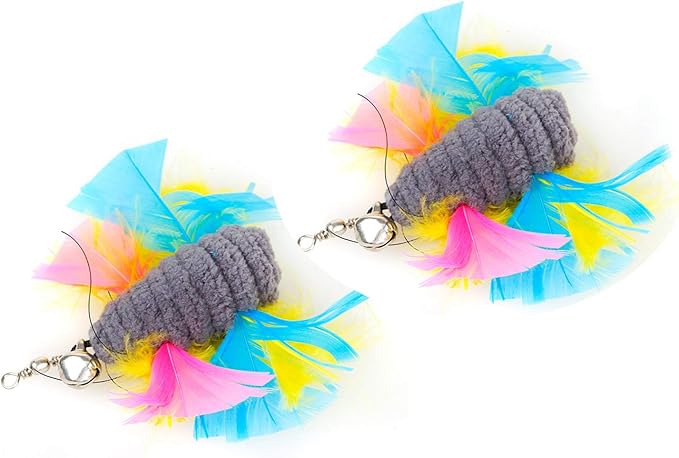 2 Pcs Butterfly, Retractable Wand, Multi Feather Teaser and Exerciser for Your Cat and Kitten - Cat Toys Interactive Cat Wand CT15-5 Butterfly