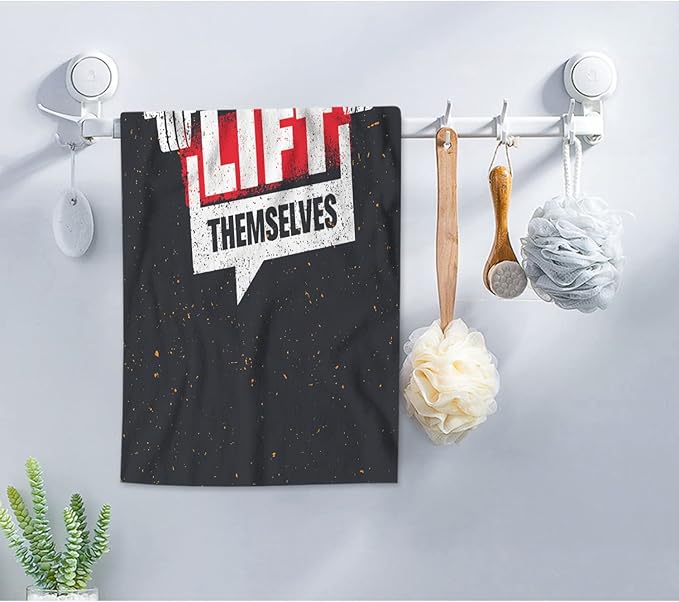 AOYEGO Motivational Quote Microfiber Towels Weights Don't Lift Themselves Gym Workout Sport Word Black Bath Towels Kitchen Hand Towels for Women Men Girls Boys 15x30 Inch