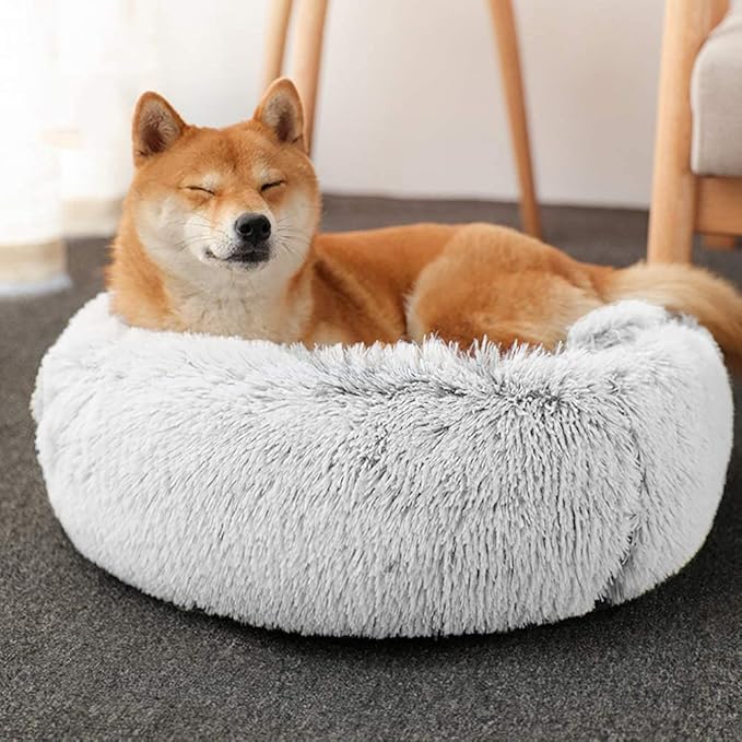 La La Pet® Modern Pet Soft Plush Burrowing Cave Faux Fur Cuddler Round Cat Bed Self Warming Autumn Winter Indoor Snooze Sleeping Cozy Nest for Mini Medium Sized