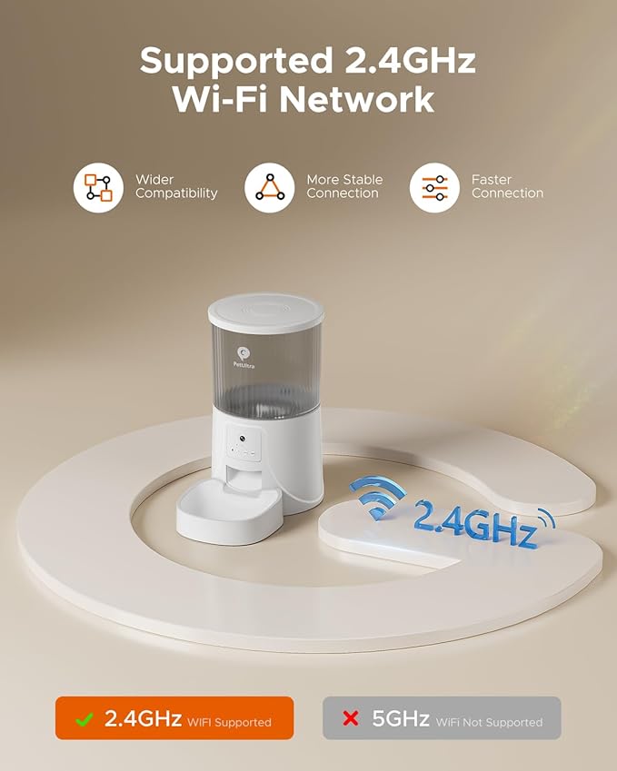 Automatic Cat Feeder with Camera - 2.4GHz APP - Controlled Cat Food Dispenser- Features HD Video for Indoor Use, Easy Setup & Cleaning, 2 - Way Audio, and a Desiccant Bag to Keep Food Fresh