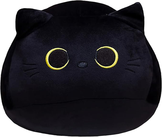 16'' Black Cat Plush Toys, Cute Cat Pillow Soft Baby Plushies for Kids, Cat Stuffed Animals Kawaii Plush Toys Gift for Boys Girls (Black, 16 Inch)