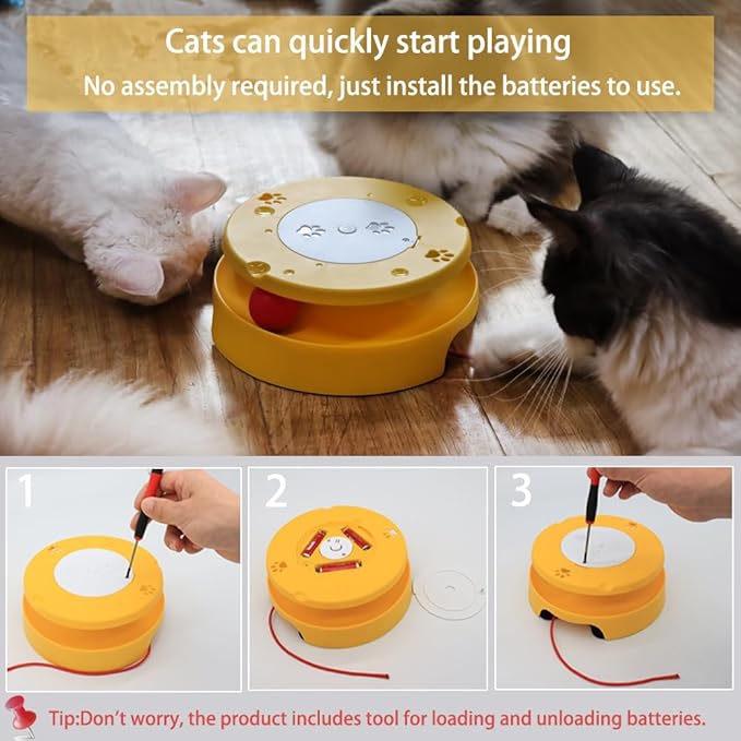 LASOCUHOO Cat Toys, Interactive Cat Toys for Bored Indoor Cats, Automatic Cat String Toy for Cat Exercise, Fit for Most Cats