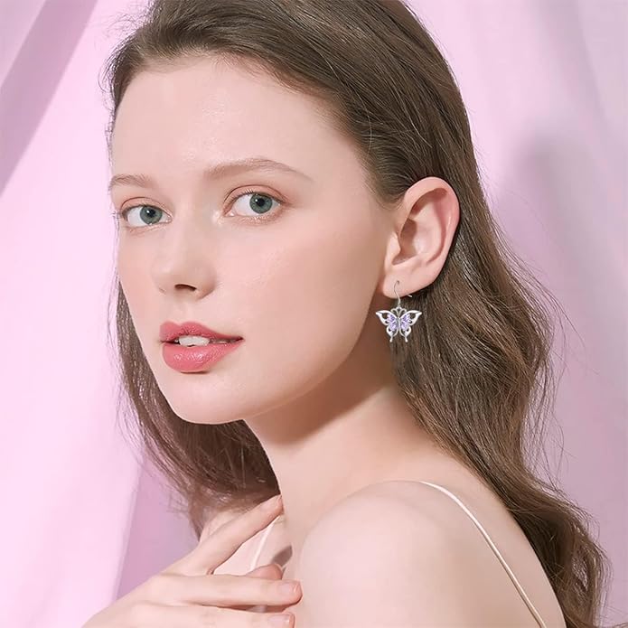 Black Cat/Bat/Spider/Pumpkin/Wolf/Bunny/Sun and Moon/Turtle/Raven 925 Sterling Silver Leverback Dangle Earrings Moon Gothic Christmas Earrings Jewelry Gift for Women