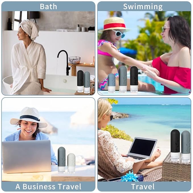 18pack Travel Bottles for Toiletries,TSA Approved Silicone Travel Containers jar for Toiletries,Leak Proof Refillable Liqus Shampoo And Conditioner Travel Essentials toiletry Bottles