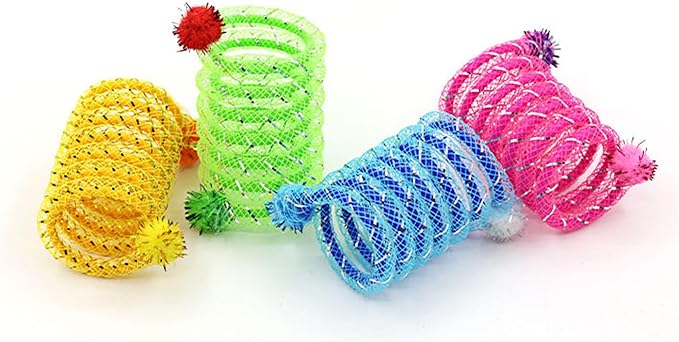 IUHKBH Cat Springs, 4 PCS Colorful Springs Cat Toys Interactive Cat Toy Plastic Coil Spiral Springs for Cat Kitten