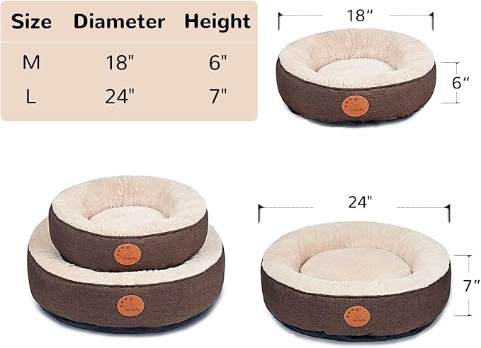 HACHIKITTY Washable Donut Cat Bed Round, Cat Beds Indoor Cats Medium, Small Cat Bed Machine Washable
