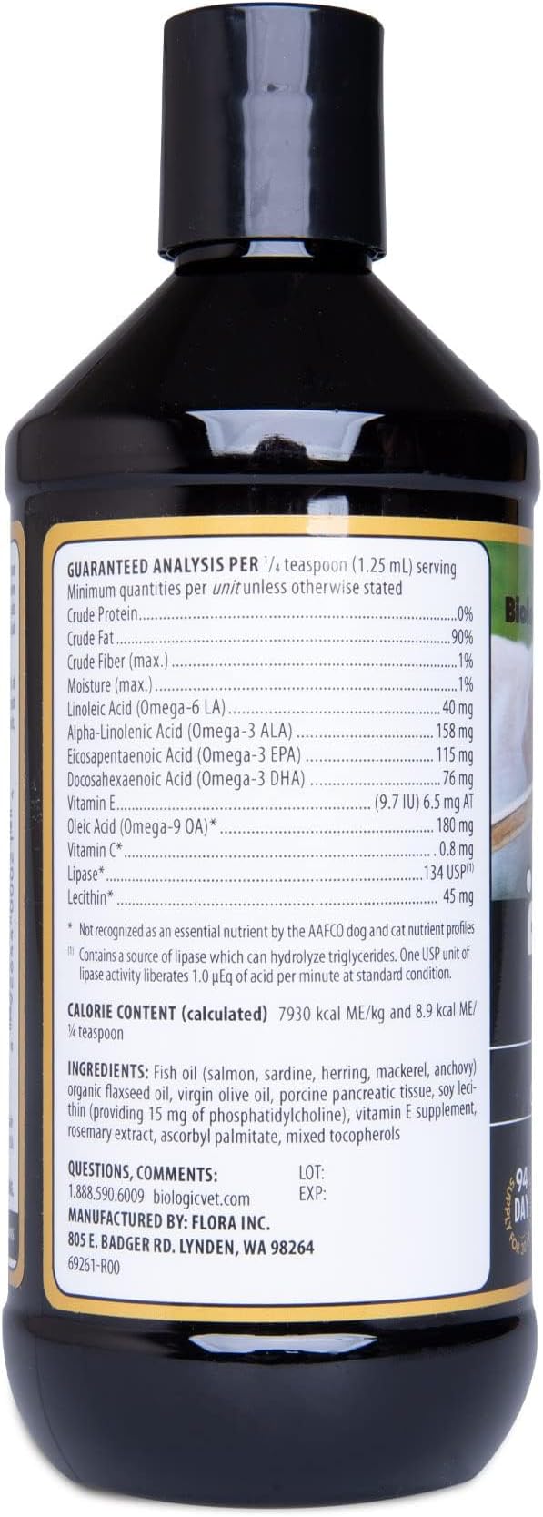 BioFATS Omega 3-6-9 Fatty Acid with EPA & DHA, Supports Healthy Skin, Coat and General Wellness, 94-Day Supply for 30-lb. Animal, 12-fl. oz. Bottle