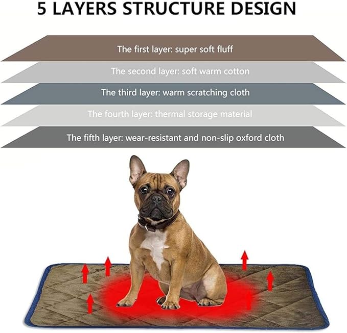 Non-Electric Pet Warming Pad, Pet Blanket Thermal Cat and Dog Warming Bed Mat for Cats Dogs and Kittens for Outdoor Indoor