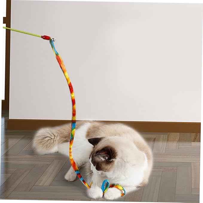 FOMIYES Toys Toy Teaser Toy Cat Teaser Wand Cat Teaser Rod Cat Toy Stripe Feather cat Toy cat Bell Ball