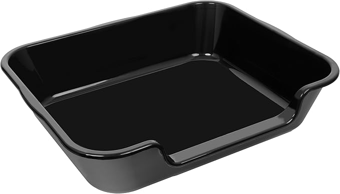 1 Pack of Extra Large Cat Litter Box (ABS Material), Low Entry Senior Litter Pen for Geriatric Kitty Big Cats, Jumbo Pet Safe Litter Boxes Tray for Pets Potty (Black, 24" L x 20" W)