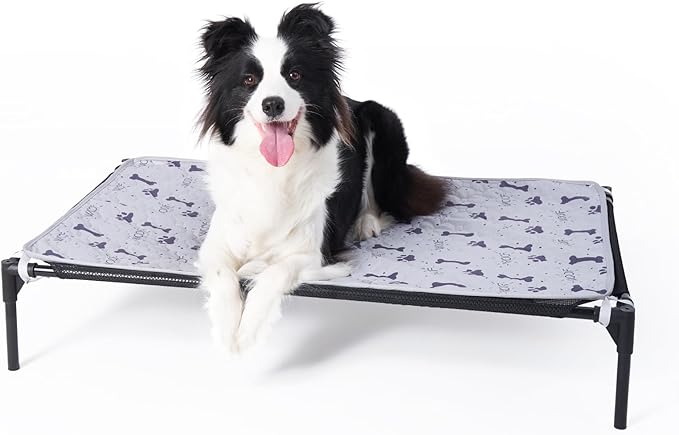 Forher Assemblable Metal Frame Puppy Elevated Dog Bed, Portable Dog Bed, Easy to Clean, Breathable mesh, Puppy cat Bed, Indoor and Outdoor use, Travel, Camping，pet Bed Off The Ground,XL-Black…