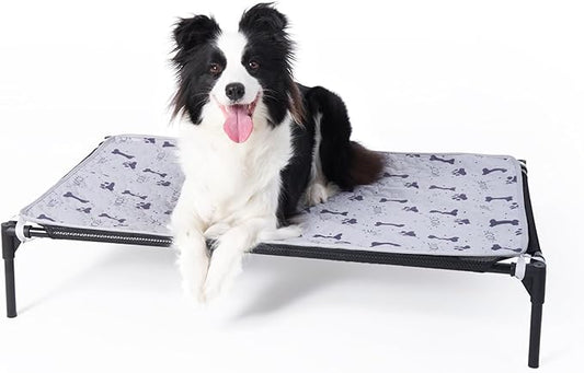 Forher Assemblable Metal Frame Puppy Elevated Dog Bed, Portable Dog Bed, Easy to Clean, Breathable mesh, Puppy cat Bed, Indoor and Outdoor use, Travel, Camping，pet Bed Off The Ground,XL-Black…