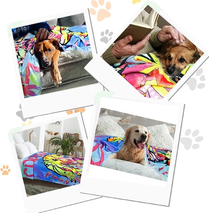 Tupmnbry Colorful Springer Spaniel Dog Printed Blanket - Super Soft Flannel Fleece, Lightweight Fluffy Plush, 60"X80"