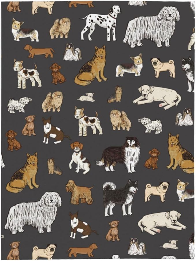 Cute Dogs Puppies Print Blanket Throw 80"x60", Plush Flannel Blankets with Dogs on It, Gifts for Kids Adults Dog Lovers People